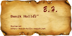 Benik Holló névjegykártya